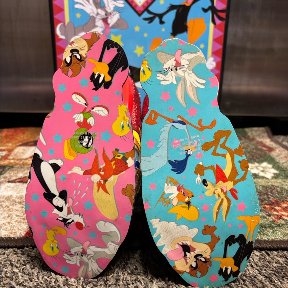 Irregular Choice Looney Tunes Blue and Yellow Ankle Boots - Picture 6 of 6